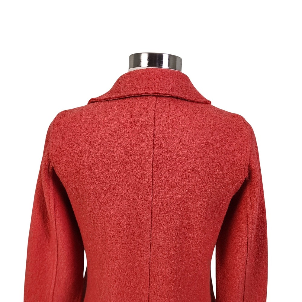 Tahari Womens Boiled Wool Moto Style Jacket Size XS Orange Asymmetrical Zip - Picture 6 of 13